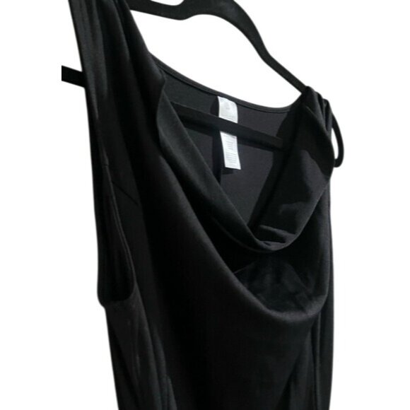 Elegant Sophisticated Sleeveless Black Cowl Neck Midi Dress With Tie Belt Size M - Picture 8 of 13